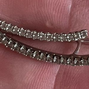 Sterling Silver Pierced Ear Climber Pins with Clear Zircon Stones Pair